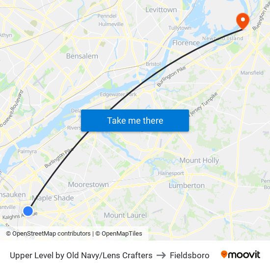 Upper Level by Old Navy/Lens Crafters to Fieldsboro map