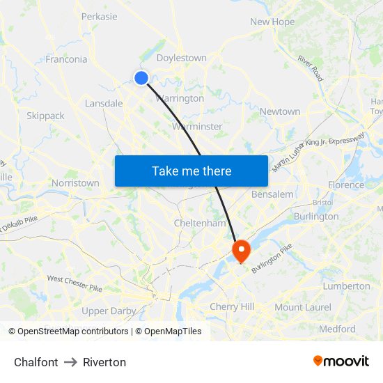 Chalfont to Riverton map