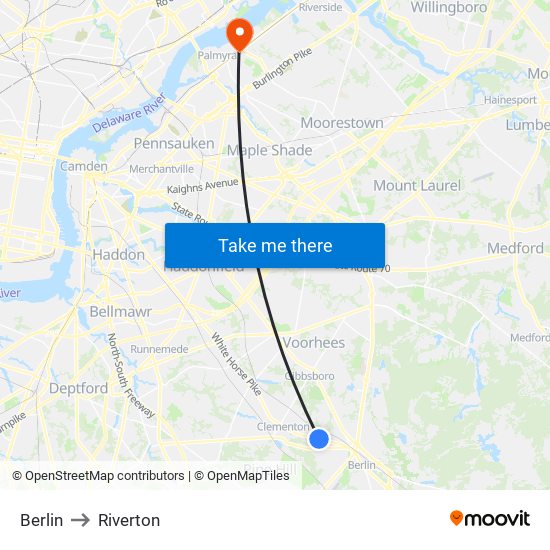 Berlin to Riverton map