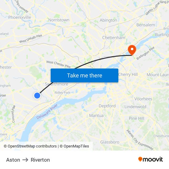 Aston to Riverton map