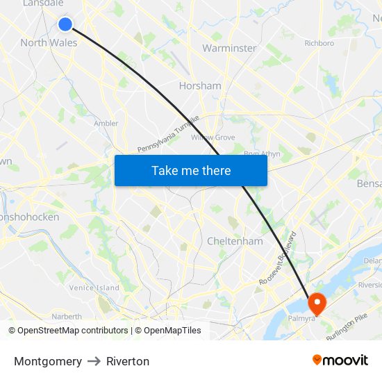 Montgomery to Riverton map
