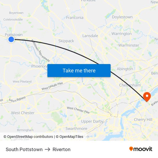 South Pottstown to Riverton map