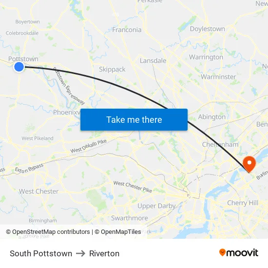 South Pottstown to Riverton map