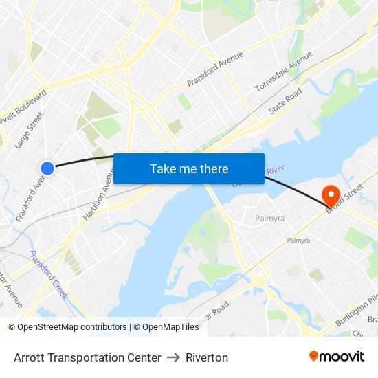 Arrott Transportation Center to Riverton map