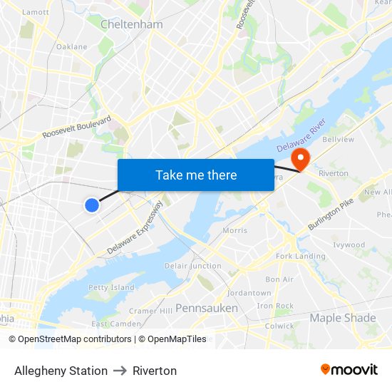 Allegheny Station to Riverton map