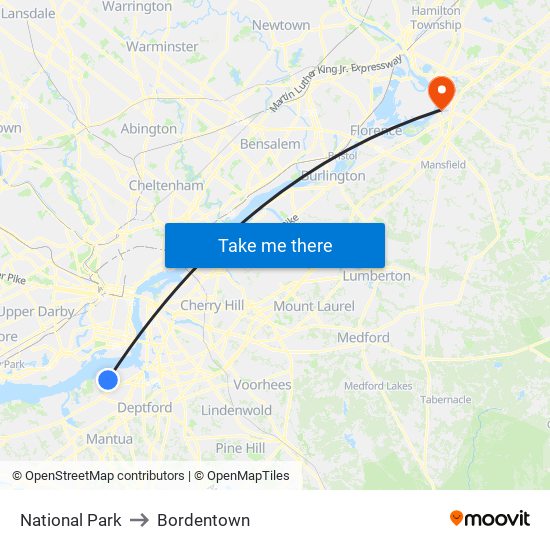 National Park to Bordentown map