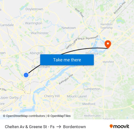 Chelten Av & Greene St - Fs to Bordentown map