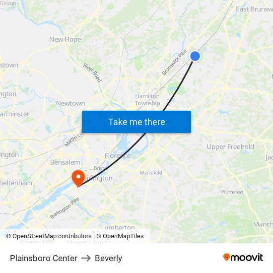 Plainsboro Center to Beverly map