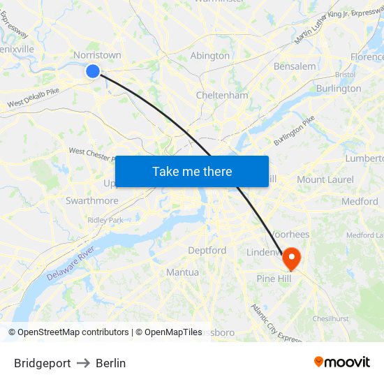 Bridgeport to Berlin map