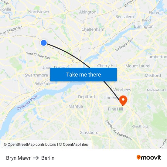 Bryn Mawr to Berlin map