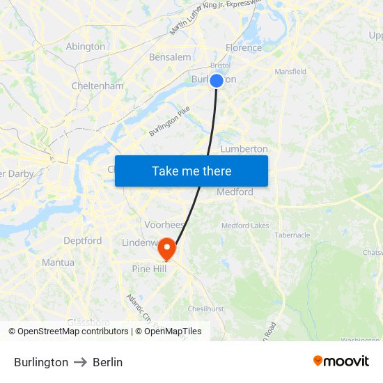 Burlington to Berlin map