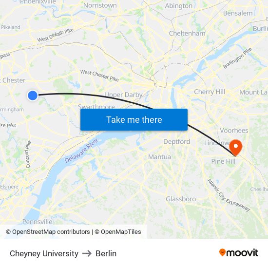 Cheyney University to Berlin map