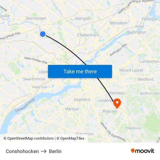Conshohocken to Berlin map