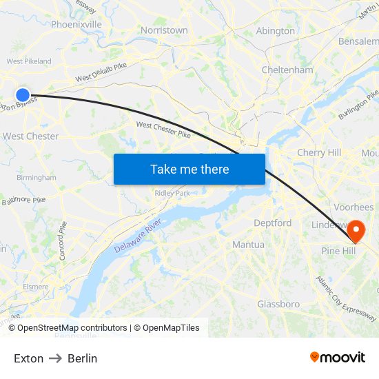 Exton to Berlin map