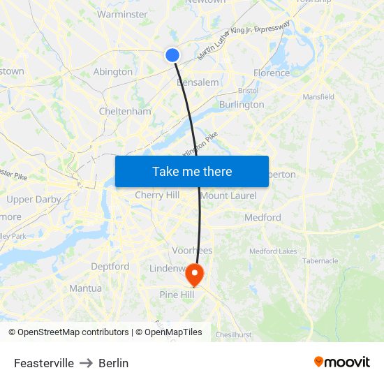 Feasterville to Berlin map