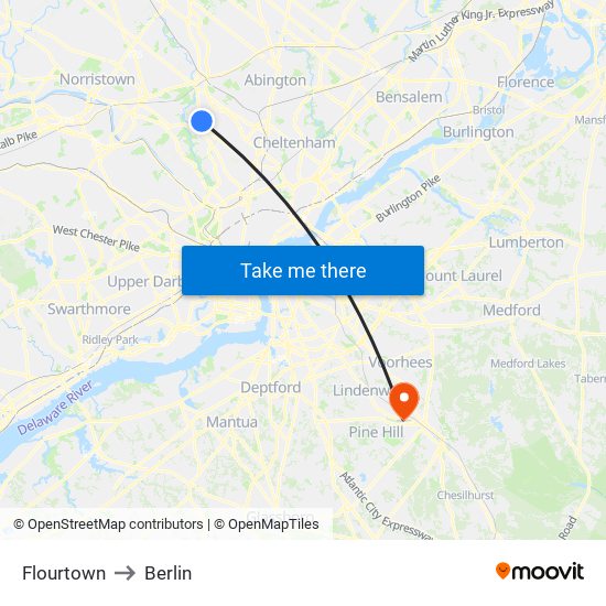 Flourtown to Berlin map
