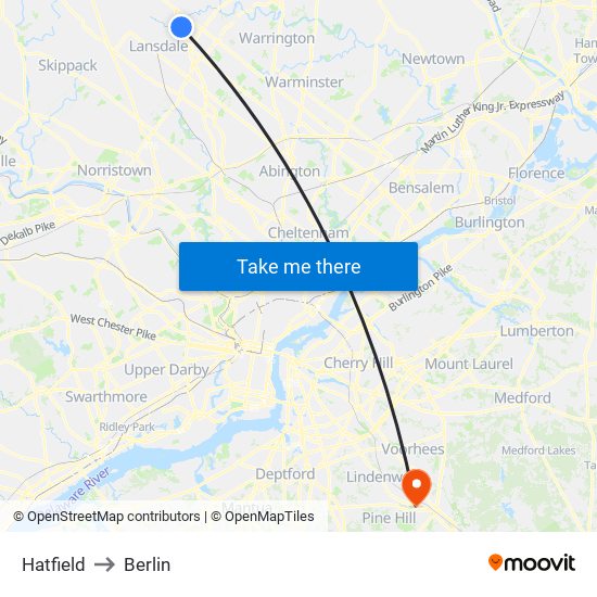 Hatfield to Berlin map