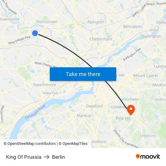 King Of Prussia to Berlin map