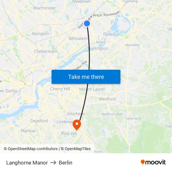 Langhorne Manor to Berlin map