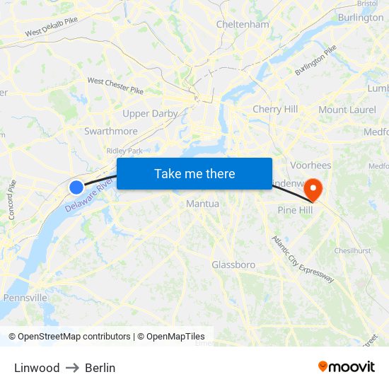 Linwood to Berlin map