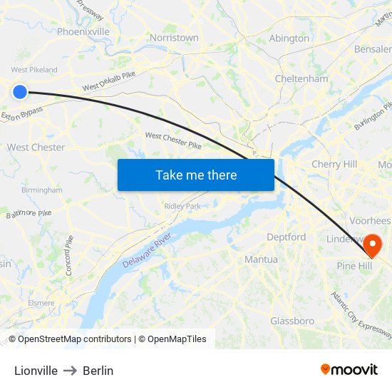 Lionville to Berlin map