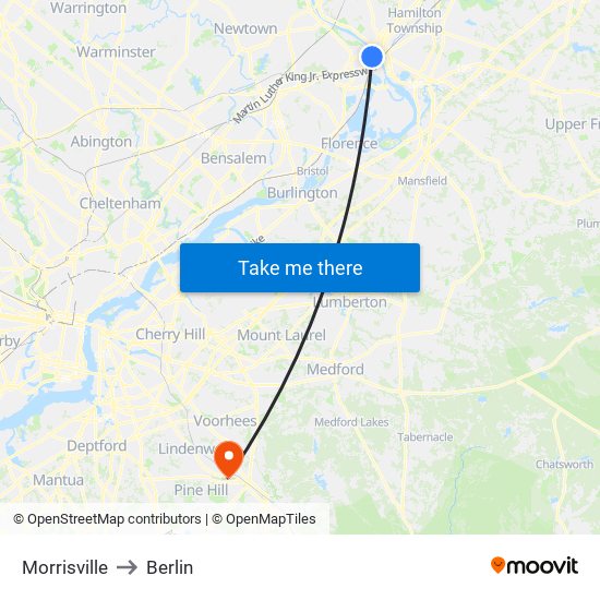 Morrisville to Berlin map
