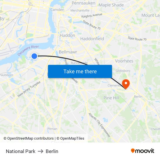 National Park to Berlin map