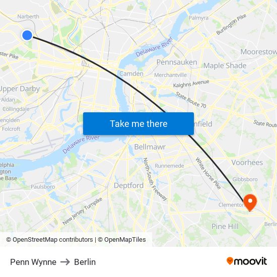 Penn Wynne to Berlin map