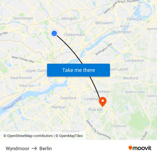 Wyndmoor to Berlin map