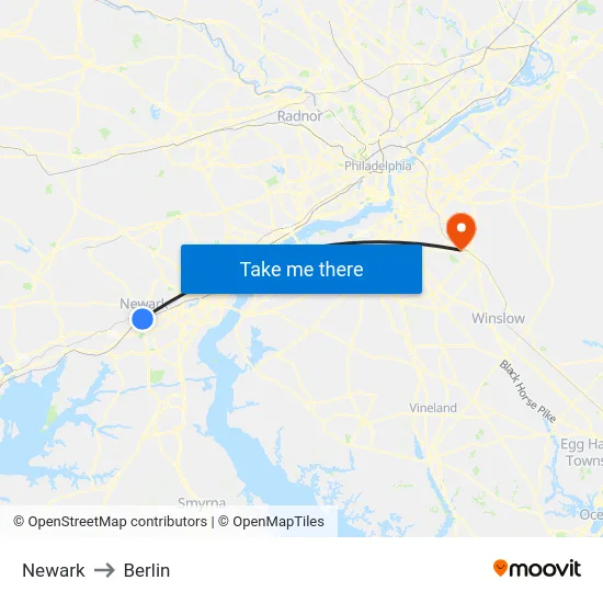 Newark to Berlin map