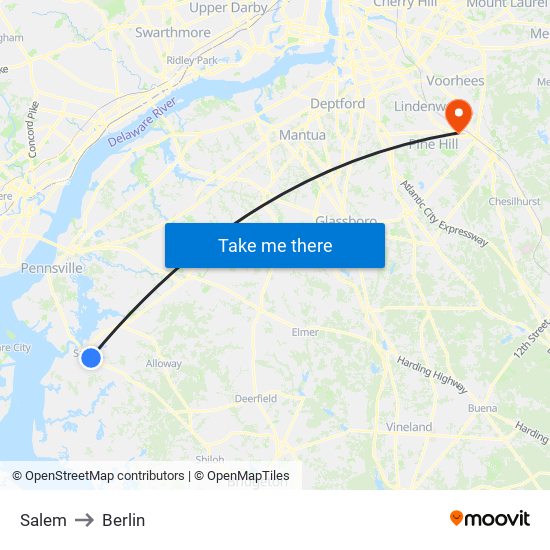 Salem to Berlin map