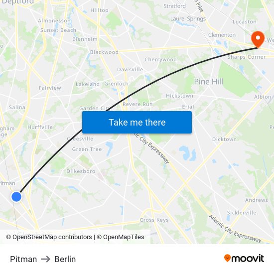 Pitman to Berlin map