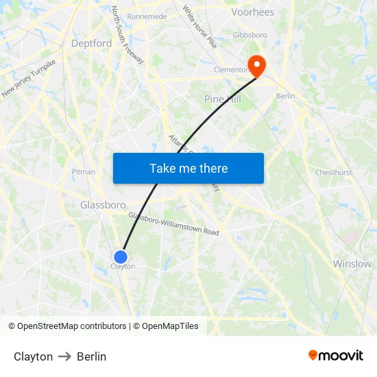 Clayton to Berlin map