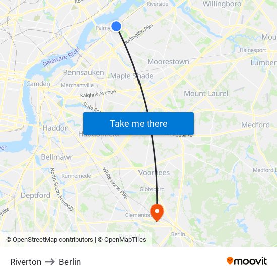 Riverton to Berlin map