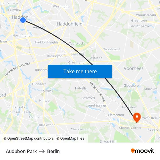 Audubon Park to Berlin map