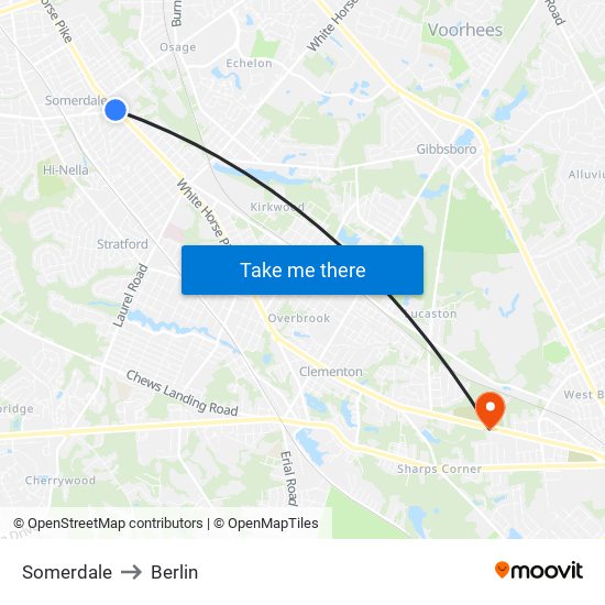 Somerdale to Berlin map