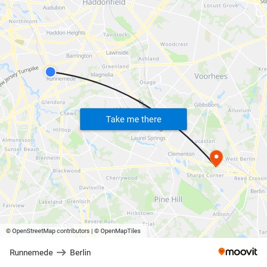 Runnemede to Berlin map