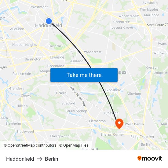 Haddonfield to Berlin map