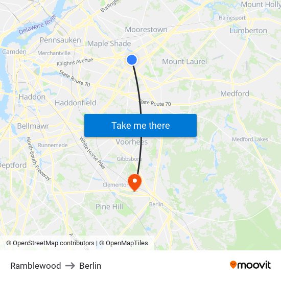 Ramblewood to Berlin map