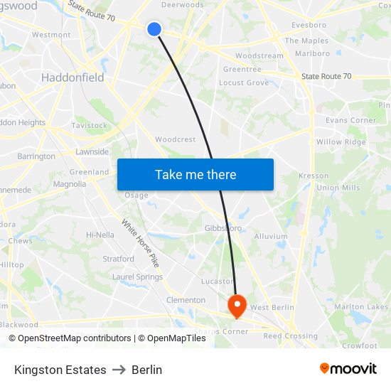 Kingston Estates to Berlin map