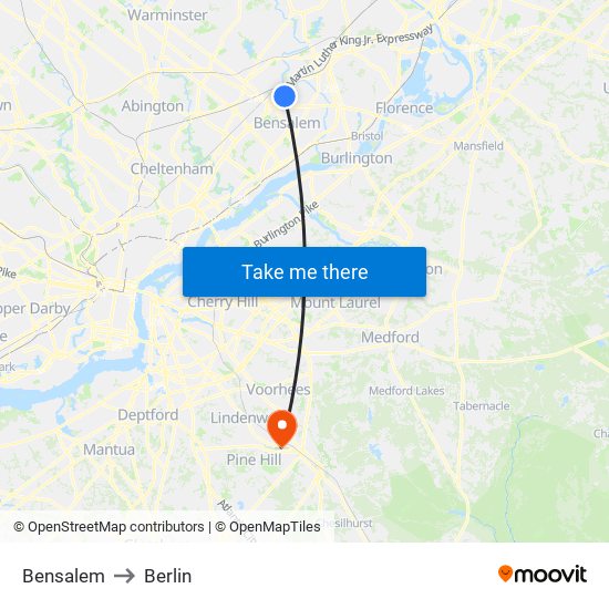 Bensalem to Berlin map