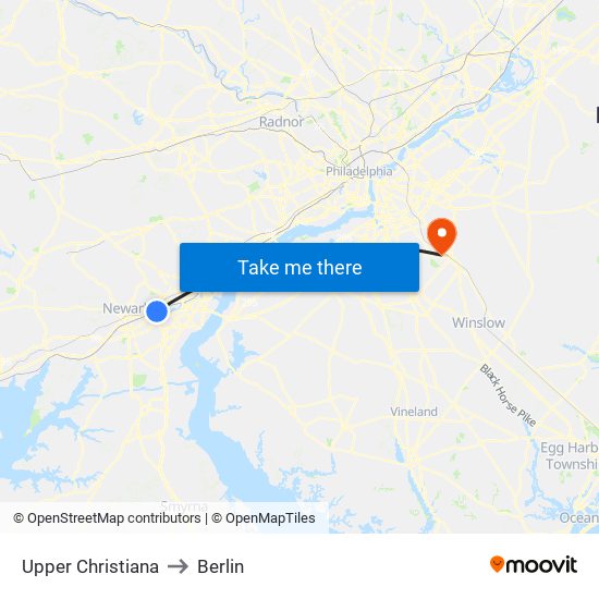 Upper Christiana to Berlin map