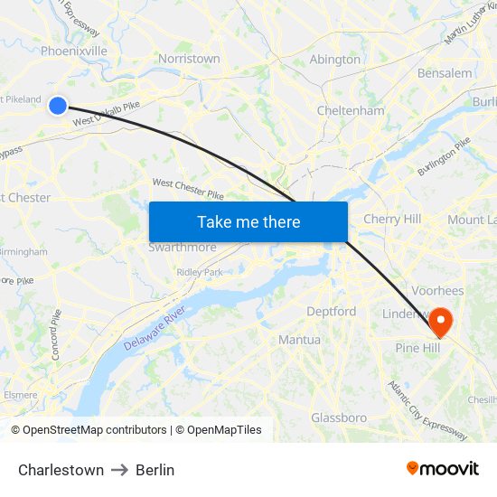 Charlestown to Berlin map