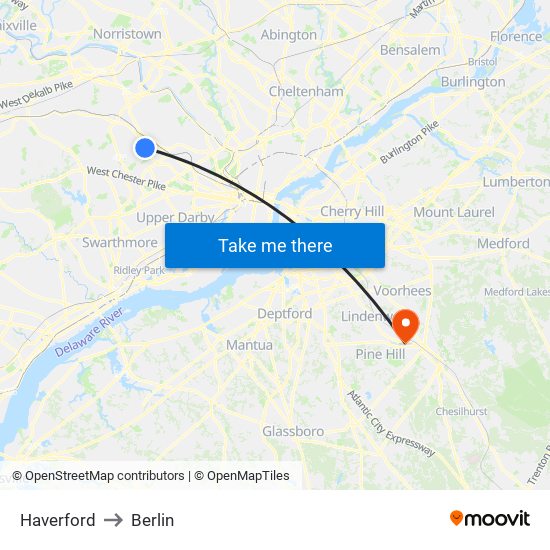 Haverford to Berlin map