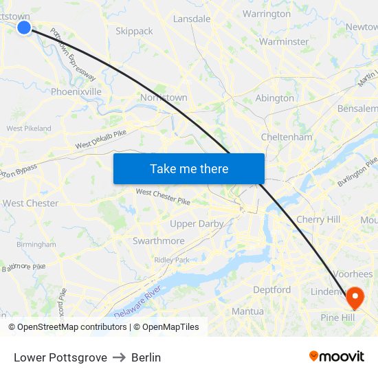 Lower Pottsgrove to Berlin map