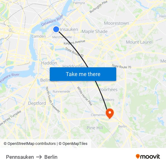 Pennsauken to Berlin map
