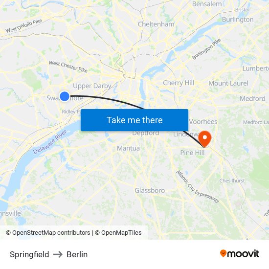 Springfield to Berlin map