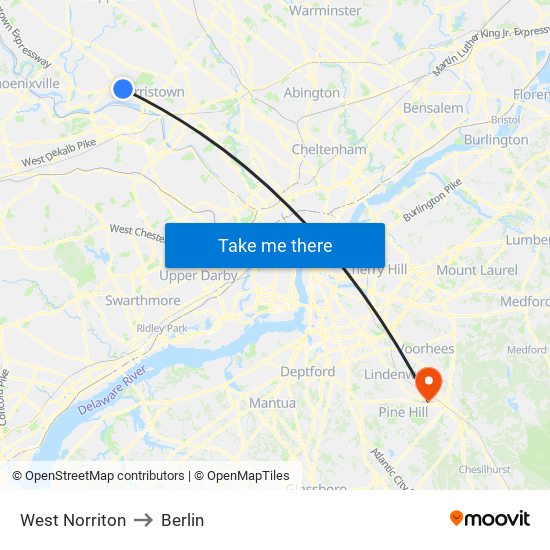 West Norriton to Berlin map