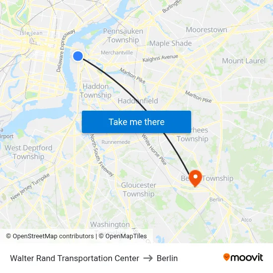 Walter Rand Transportation Center to Berlin map