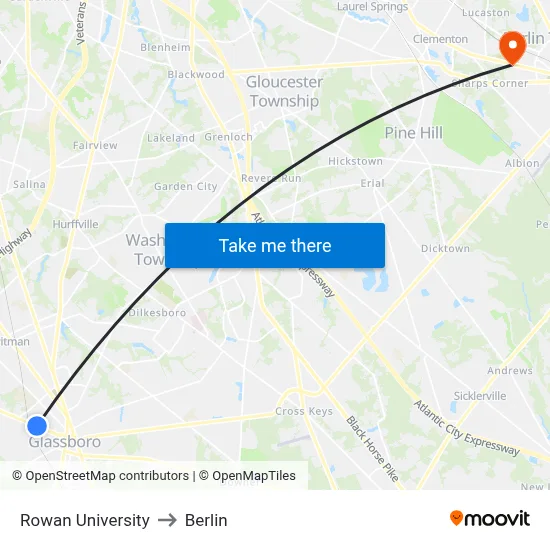 Rowan University to Berlin map